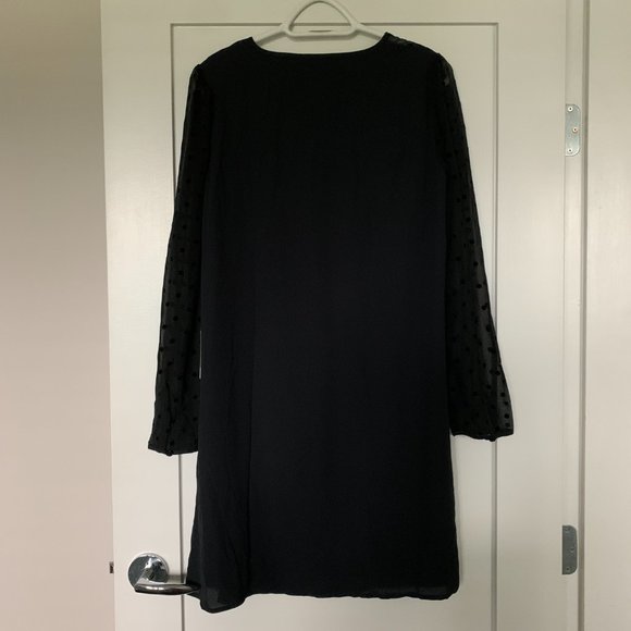 NEW Black Shift Dress with Polka Dot Sleeves - Picture 6 of 9